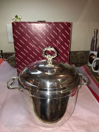 Vintage Silver Plate Taunton Silversmiths Sheridan Ice Bucket With Lid Lined