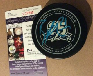 Brayden Point Autographed Official Game Puck,  Tampa Bay Lightning.