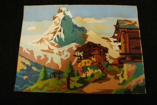 Vtg 1951 Palmer Paint By Number Art 3 Mt Matterhorn Canvas 12 " X 16 "