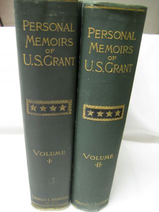 Book Set Personal Memoirs Of U.  S.  Grant Vol.  1 & 2 1885 First Edition Civil War