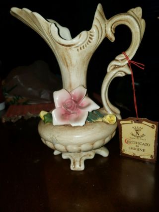 Gorgeous Vintage Italian Capodimonte Porcelain Urn /pitcher