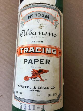 Vintage K&e Keuffel & Esser Co.  Medium Tracing Paper Roll
