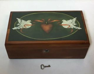 Vintage Lane Cedar Wood Chest Trinket Jewelry Box With Key & Velvet Lining