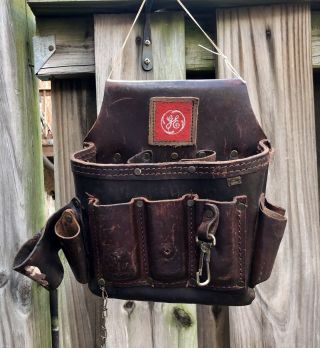 Vintage Ge Leather Lineman’s Tool Belt Pouch Carrier
