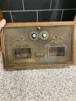 Antique Vintage Post Office Door Mail Postal Key Box Corbin Eagle Double Dial