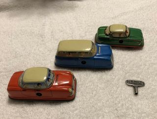3 Vintage Technofix Windup Cars With Key