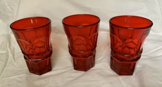 3 Vintage Fostoria Argus Ruby Red Water Glasses Hfm/henry Ford Museum