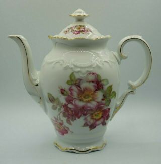 Vtg Schumann E&r Bavaria Arzberg Germany Briar Rose Large Teapot Or Coffee Pot
