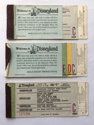 Vintage Disneyland & Knotts Berry Farm Ticket Books & Parking Ticket