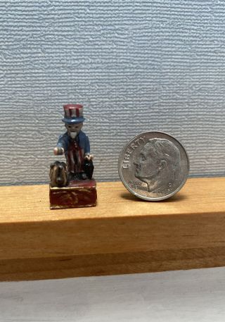 Dollhouse Miniature Vintage Hand Painted Metal Uncle Sam Bank Euc
