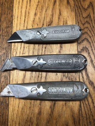 (3) Vintage Stanley 2 199 & 1 299 Utility Knives Fleurdelis - 2 Unique 199s