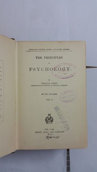 JAMES,  William.  The Principles of Psychology.  2 Volumes.  FIRST ED.  1890 2