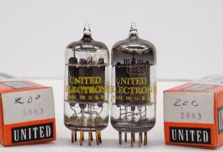 A Vintage N.  O.  S United Electron 5963/12au7 Gold Pin Tubes.  Codes 78 - 09