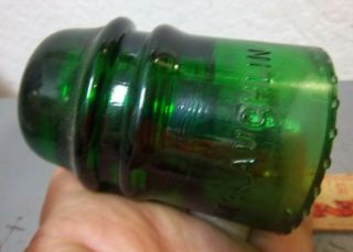Vintage Green Glass Insulator,  Mclaughlin No.  16,  Found In Alaska