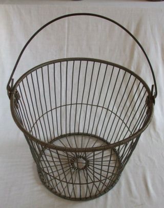 Vintage Large Wire Wrapped Egg Gathering Basket Carrier Farm Tool