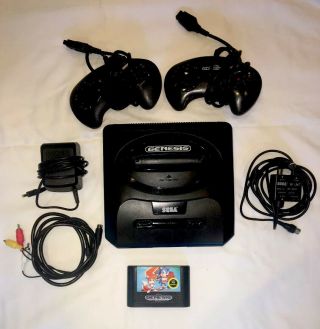 Vintage Sega Genesis Ii Console Model Mk - 1631 W/ Controllers,  Cables,  & Game