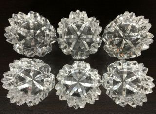 Vintage Crystal Set Of 6 Cut Glass Open Round Salt Cellars 2/ Notched Edges
