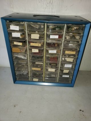 Vintage Akro Mils Metal 36 Drawer Cabinet Organizer Loaded W/resistors Estate