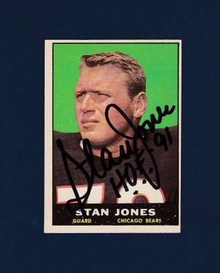 Stan Jones Signed Chicago Bears 1961 Topps Football Card - Hall Of Famer