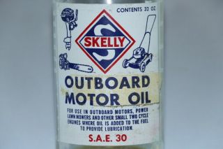 Vintage Skelly Outboard Motor Oil Quart ACL Glass Jar SAE 30 Sunoco Mobil 2