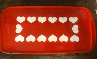 Vintage Waechtersbach Red White Heart Serving Tray Platter West Germany
