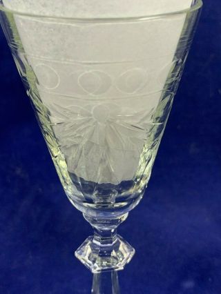 Vintage Set 4 Etched Cut Clear Crystal Wine Cordial Sherry Glasses Elegant 2 Oz