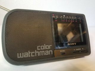 Vintage Sony Color Watchman Lcd Color Tv And Am/fm Stereo Fdl - 380