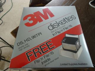 Nos Vintage In Package 3m Floppy Diskettes 5.  25 " Ds Hd 96 Tpi Flip N File