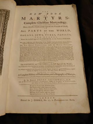 The Book Of Martyrs Southwell [1780] Complete Christian Martyrology