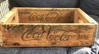 Vintage Coca Cola Bottling Company Los Angeles Wood Crate 18”x11.  5”