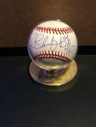 Ron Blomberg Signed Base Ball " First Al Dh 4/6/73 " Ny Yankees Vs Boston Red Sox
