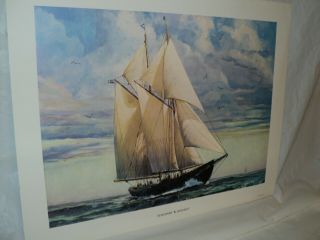 Vintage Sail Ship Lithograph/print Titled :: Schooner " Bluenose Ii "