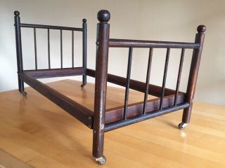 Old antique wood doll bed 3