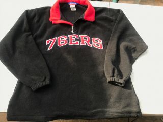 90s Vintage Champion Philadelphia 76ers 1/4 Zip Sweater Nba Size Large Very Nvie