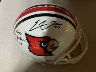 Eric Wood Autographed W/ Inscription Schutt Mini Helmet U Of Louisville