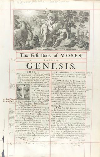 1611 King James Bible Leaf Genesis 1 - 1717 Largest & Smallest English Bible