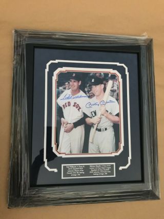 Framed Ted Williams And Mickey Mantle Color Photo Signed By Ted & Mickey W/
