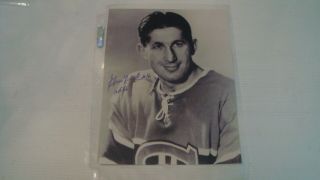 Autographed Black And White 8x10 Photo Elmer Lach 16 Montreal Canadiens Hof 66