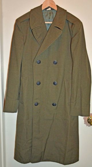 Vintage Us Marines Usmc Wool Serge Overcoat Sz 36 S 1977 Mc Shade 2234