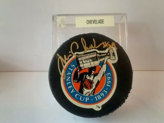 Tim Chevelade Autographed Nhl Licensed 1992 - 93 Stanley Cup Official Game Puck