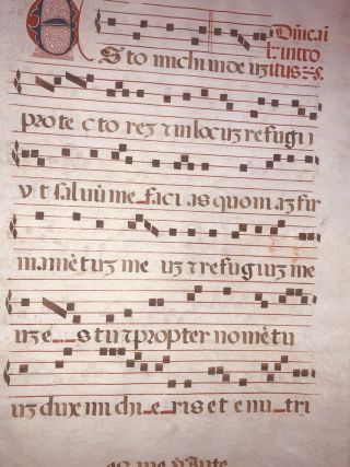 Medieval 15th - 16th C.  Italian Illuminated Musical Manuscript Vellum Antiphonary