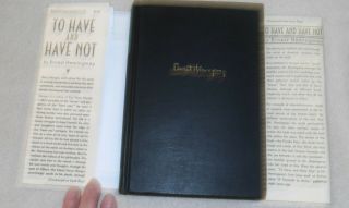 Good 1st year 1937 Scribner HB To Have and Have Not Ernest Hemingway Facs DJ 3