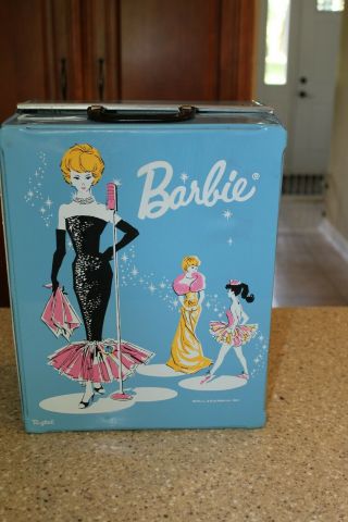 1962 Vintage Barbie Doll Solo In The Spotlight Blue Carrying Case