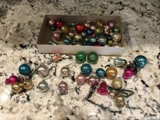 75 Vintage Mercury Glass Christmas Tree Ornaments Bulbs,  Bells,  Shabby Chic Deco