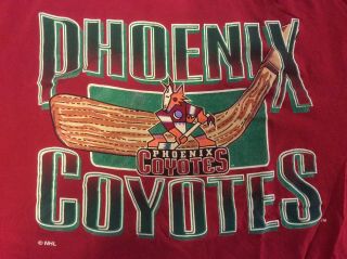 Vtg 90s Phoenix Coyotes Kachina Goalie Graphic T Shirt Single Stitch Red 2xl Ctn
