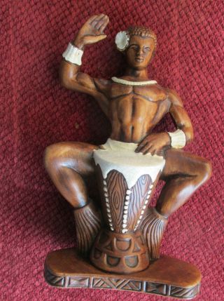 Vintage Treasure Craft Of Hawaii Hula Tiki Hawaiian Drummer Ceramic Figurine