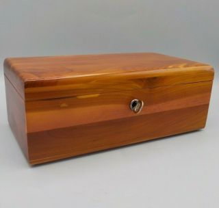 Vintage Lane Cedar Wood Trinket Box Small Hope Chest & Key Exc