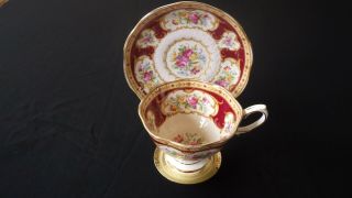 Vintage Royal Albert China Footed Tea Cup And Saucer Lady Hamilton