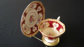 Vintage Royal Albert China Footed Tea Cup and Saucer LADY HAMILTON 3