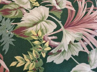 2 Partial Panels of Vintage Large Floral BARK CLOTH CURTAIN/ UPHOLSTERY FABRIC 2